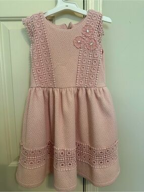Pink Lace-Accent Girls Dress